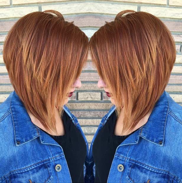 Coupe de cheveux inversée en cuivre