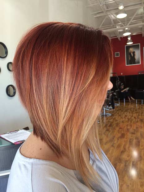 Long Happer Balayage Inverted Bob Hairstyle