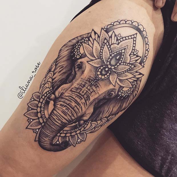 Idée de tatouage de grand éléphant