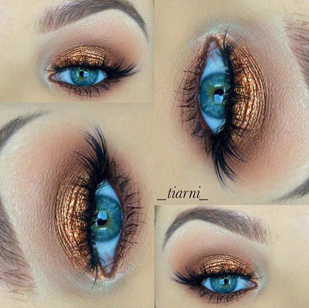 Maquillage des yeux en bronze Look pour les yeux bleus