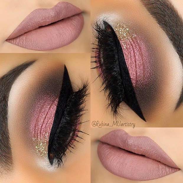 Joli maquillage mauve pour le bal