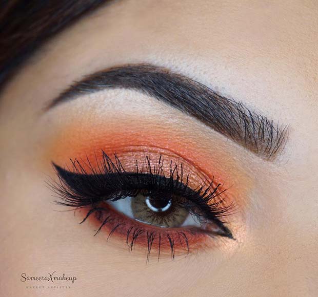 Orange Eye Makeup Idea for Prom