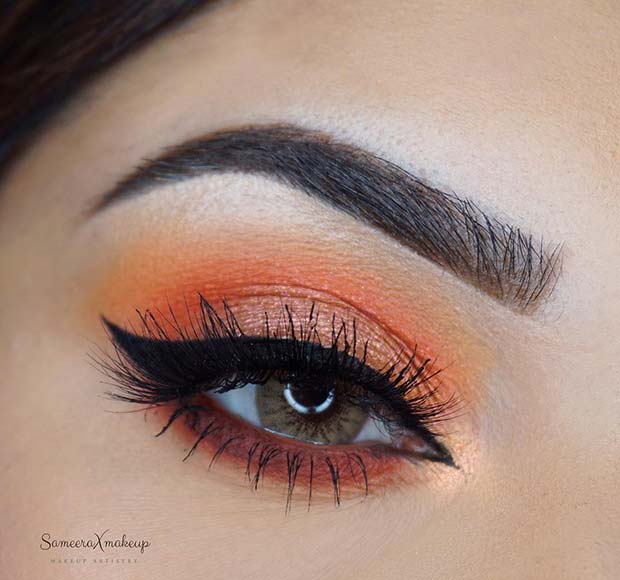 Idée de maquillage des yeux orange pour le bal