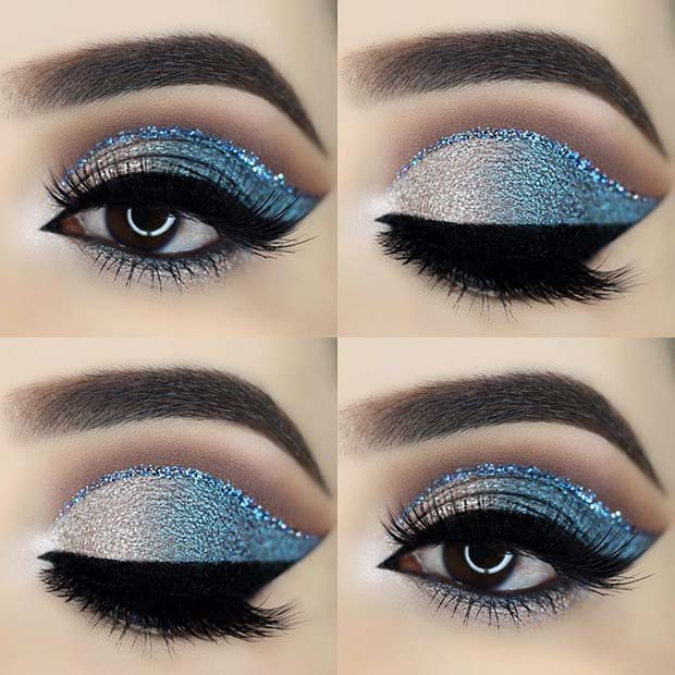 Beau maquillage des yeux bleus