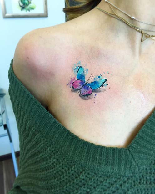 Tatouage Papillon Aquarelle