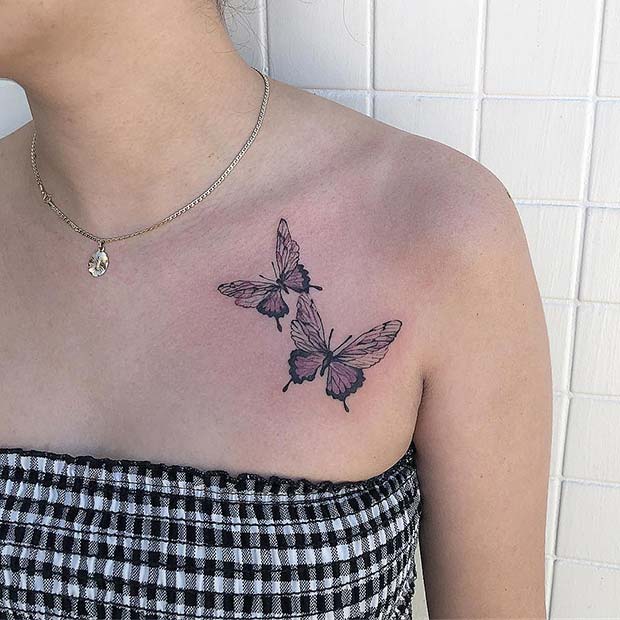 Conception de tatouage de deux papillons