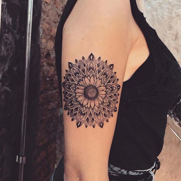 Ηλιοτρόπιο Mandala Tattoo Idea