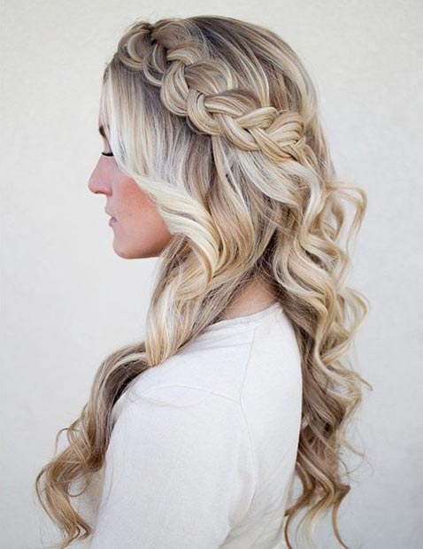 Side Swept Dutch Braid with Curls