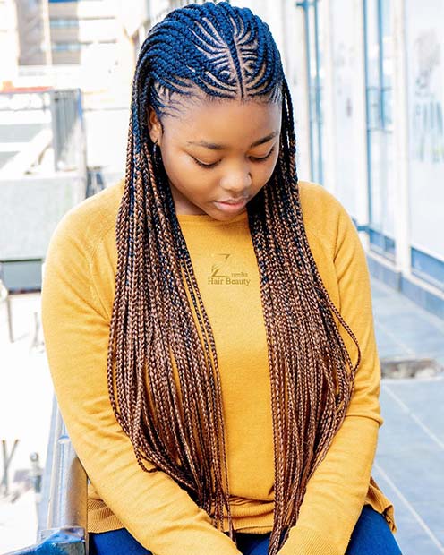 Belle coiffure tressée ombrée