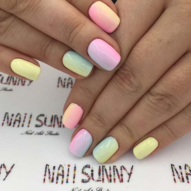 Pastel Rainbow Nails