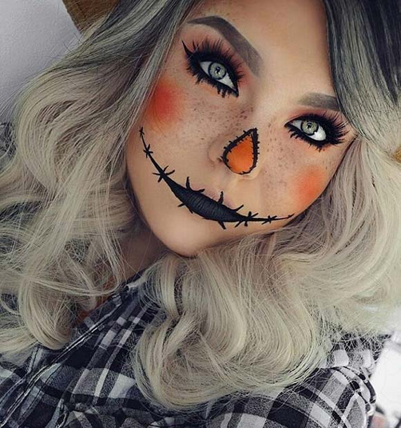 Épouvantail effrayant pour de jolies idées de maquillage pour Halloween