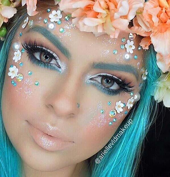 Maquillage de fée des fleurs pour de jolies idées de maquillage d'Halloween