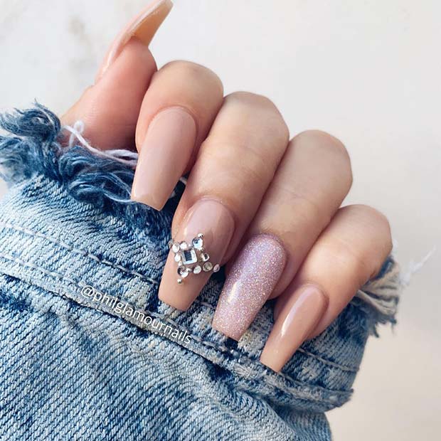 Σκούρα Nude Coffin Nails