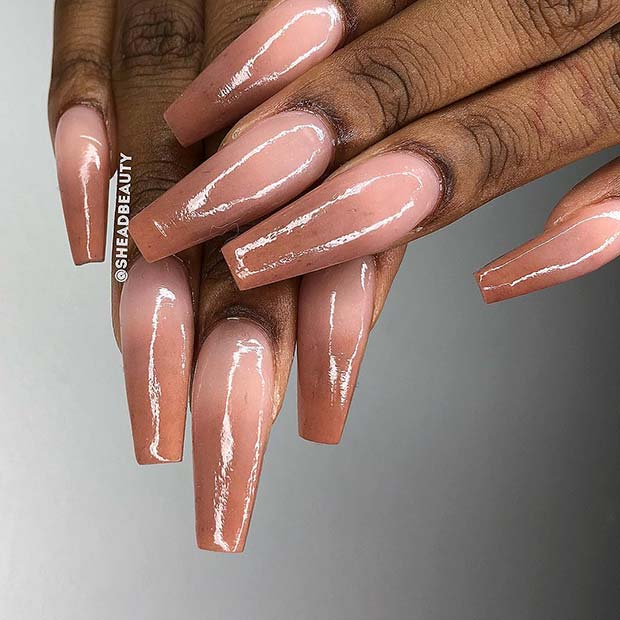 Dark Nude Ombre Nails