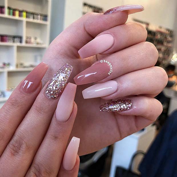 Σκούρα Nude Coffin Nails