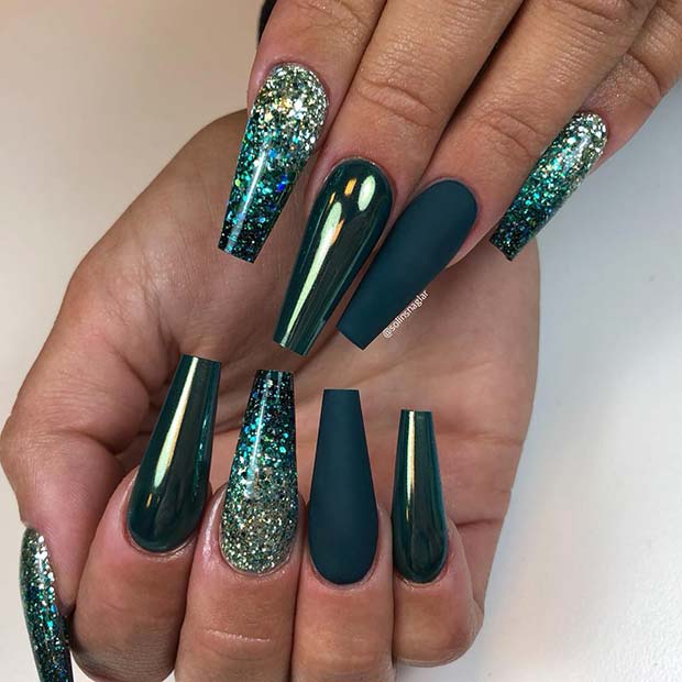 Μοντέρνα Teal Nails