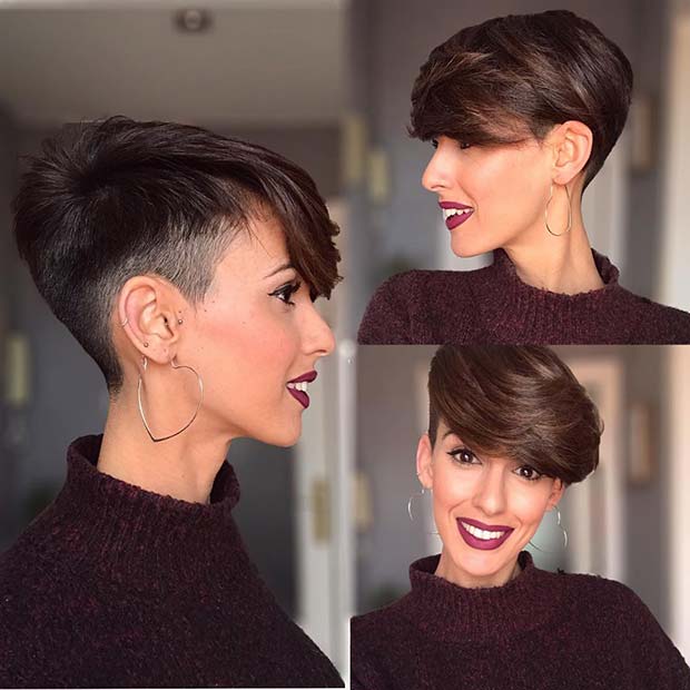 Coupe de cheveux très courte pour femme + frange latérale