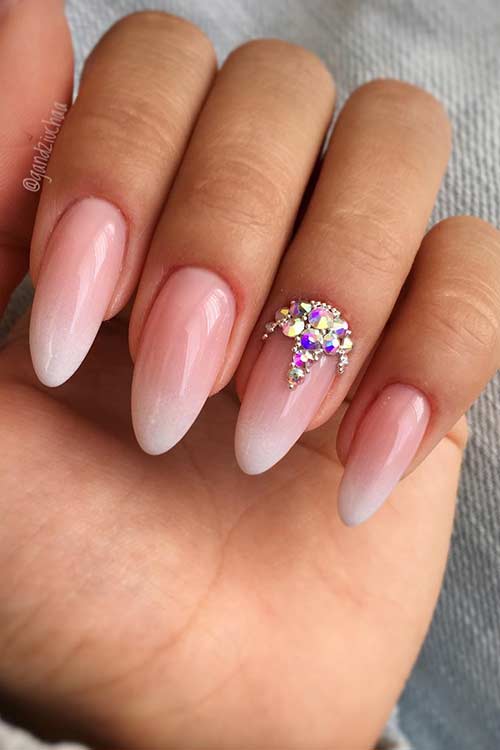 Γαλλικά Ombre Nails με στρας