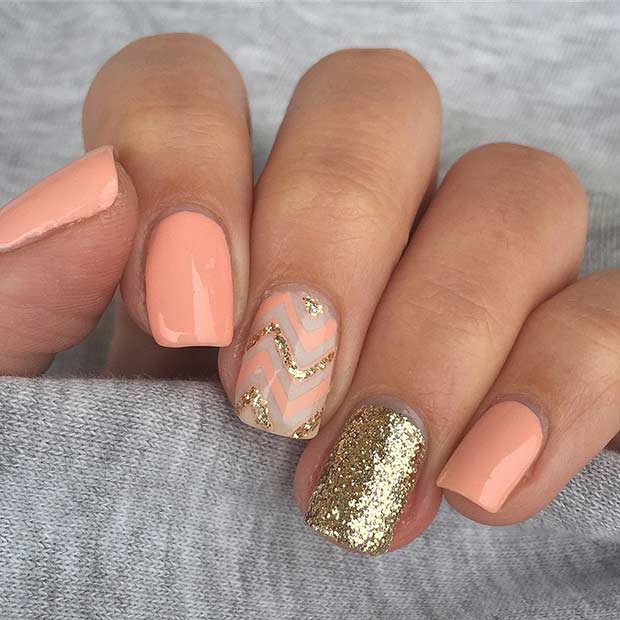 Χαριτωμένα Peachy Chevron Nails