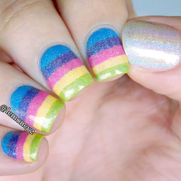 Ongles arc-en-ciel mignons
