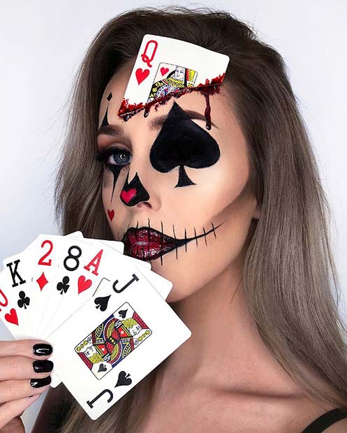 Maquillage de clown de carte à jouer unique