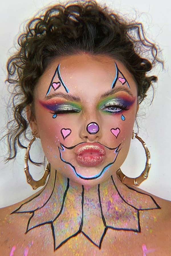 Maquillage de clown coloré et mignon