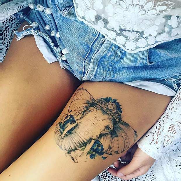 Ιδέα Elephant Thigh Tattoo