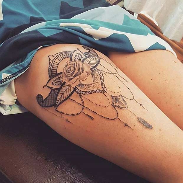 Conception cool de tatouage de cuisse de mandala pour des femmes