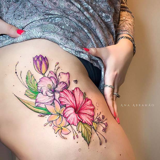 Ακουαρέλα λουλούδια τατουάζ