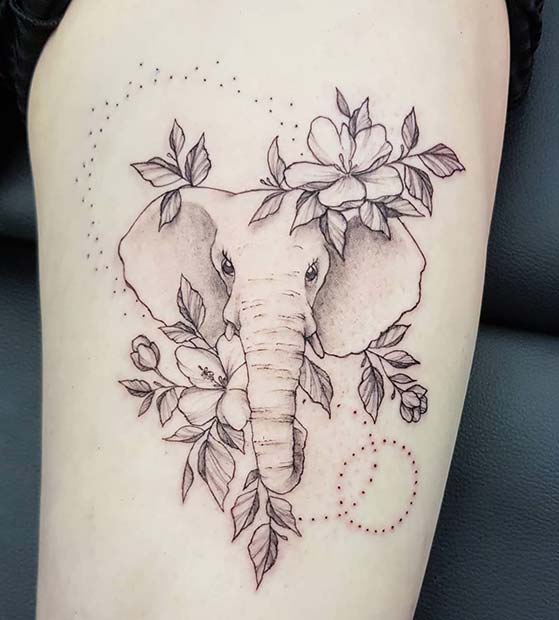 Χαριτωμένο σχέδιο τατουάζ ελέφαντα