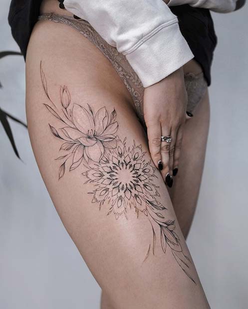 Des fleurs et un dessin de mandala