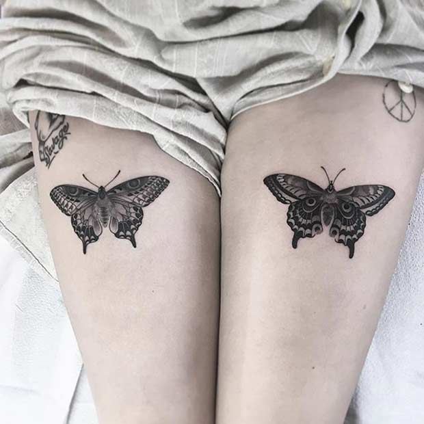 Thigh Butterfly Tattoo Design για γυναίκες