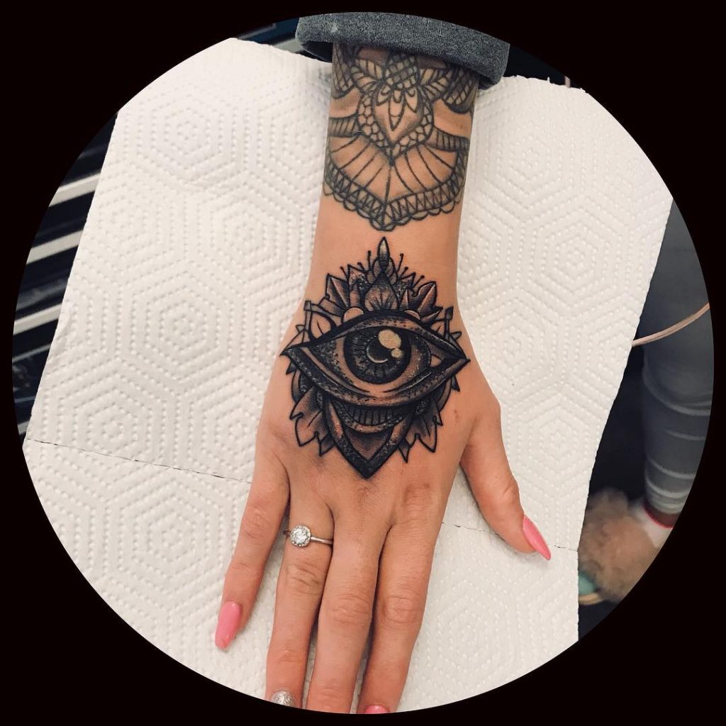 Tatouages ​​​​à la main des yeux de mandala pour les femmes