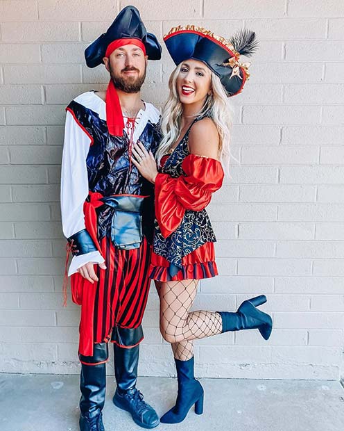 Costume d'Halloween pour Couple de Pirates