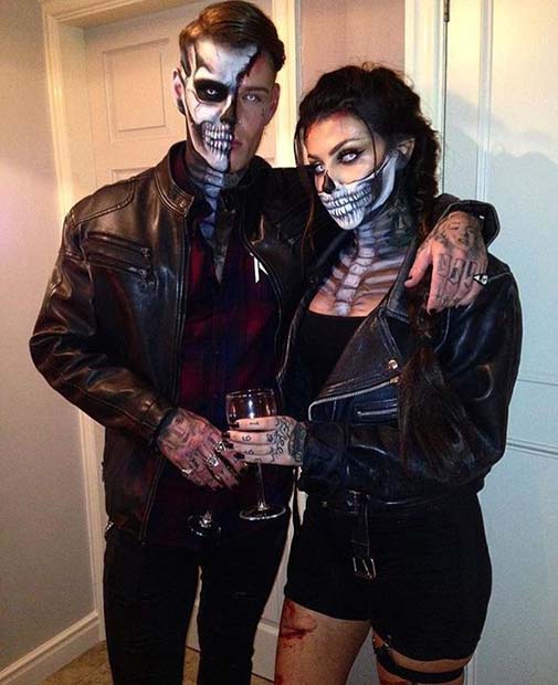 Costumes de couple squelette sexy