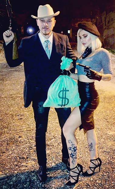 Costume d'Halloween pour couples Bonnie et Clyde