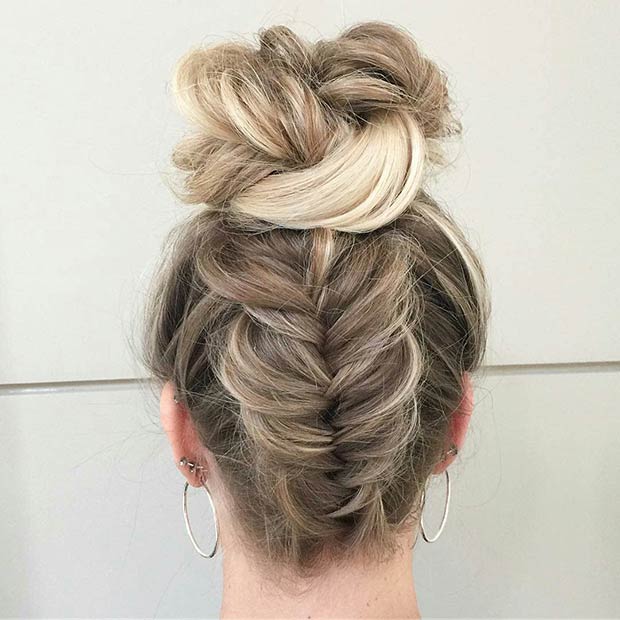 Upside Down Fishtail Braid to Bun