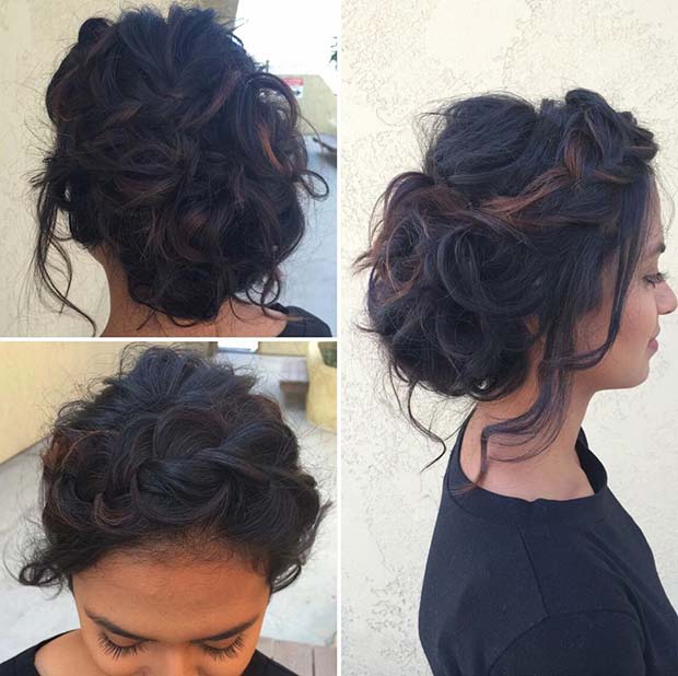 Updo מתולתל ומבולגן לברונטיות