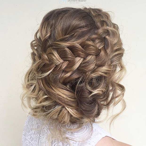 Curly and Braided Updo for Prom