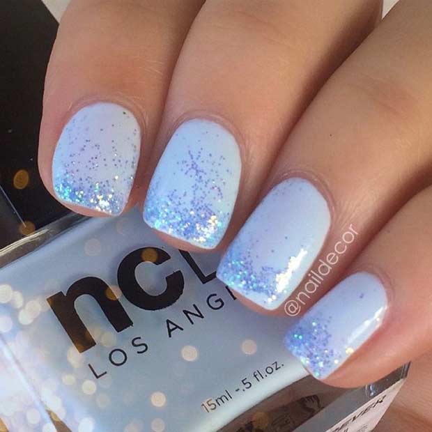 Μπλε Glitter Ombre Nails