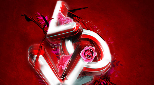 Typographie de la Saint-Valentin 3D