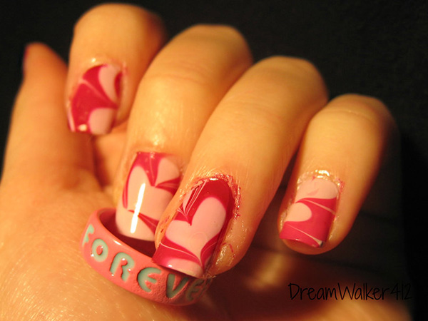 Ongles Coeur Rose