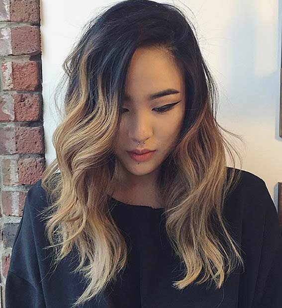 Caramel Ombre Medium Hair Cut