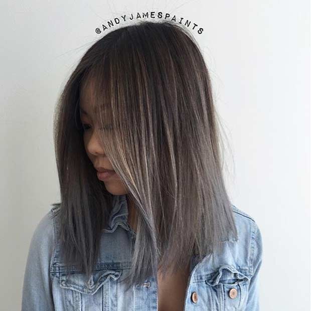 Smokey Grey Ombre Medium Hair