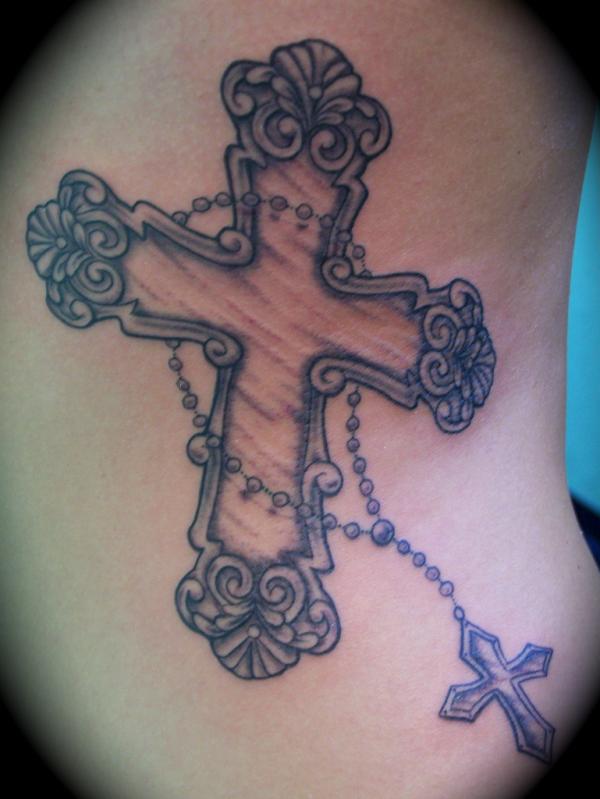 Custom Side Cross Tattoo