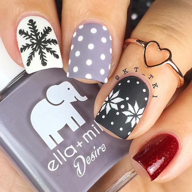 Ongles festifs en flocon de neige