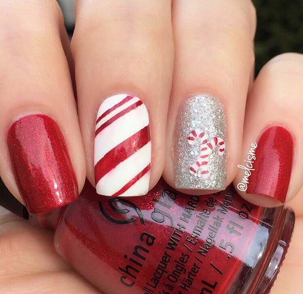 Ongles De Noël De Canne En Bonbon