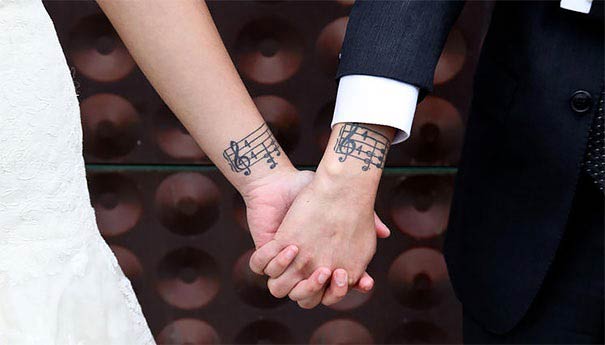 Tatouages ​​​​de Musique Assortis Pour Couples