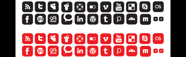 וקטורים חופשיים - סמלים של רשתות חברתיות (10 צבעים/2 סגנונות)