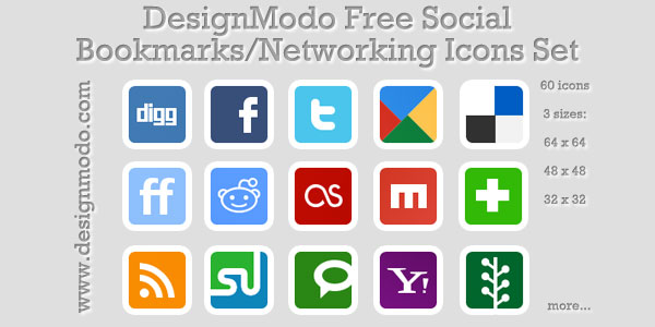 Ensemble gratuit d'icônes de signets/réseau sociaux